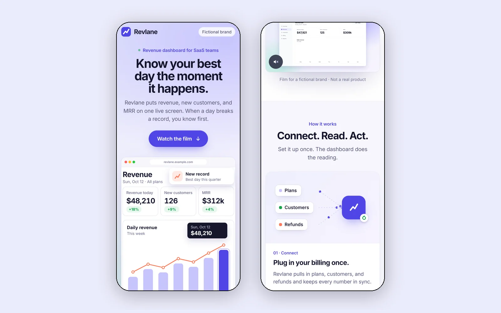 Revlane landing page on a phone